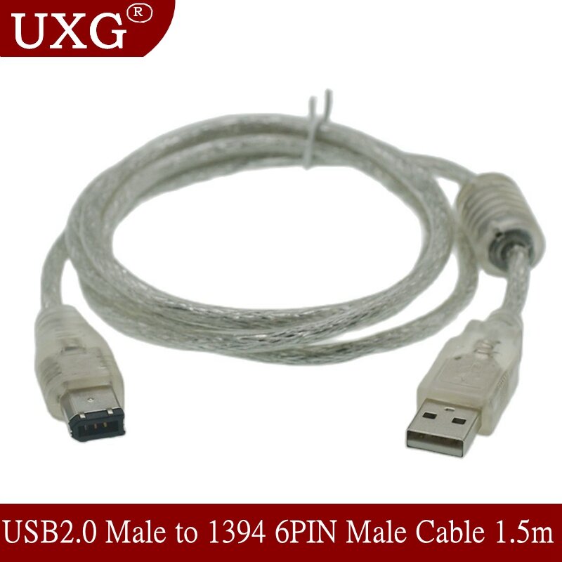 1 × فايرواير IEEE 1394 6 دبوس ذكر إلى USB 2.0 محول ذكر محول وصلة كابل 1.5 متر 5FT