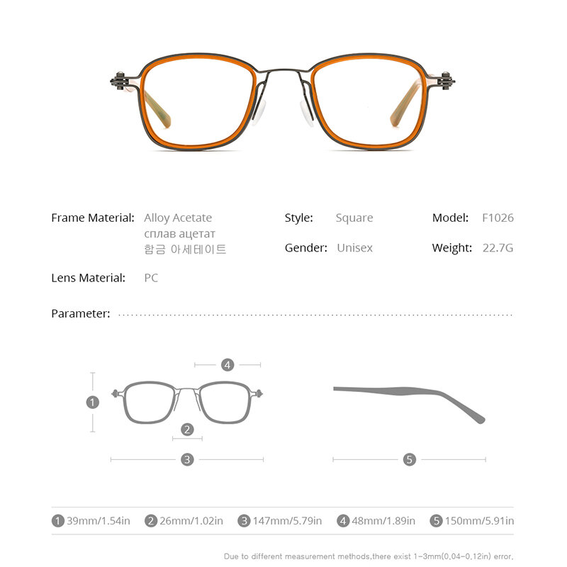 FONEX خلات سبائك النظارات الإطار الرجال الرجعية Vintage وصفة طبية مربع النظارات النساء البصرية الكورية بدون مسامير نظارات F1026