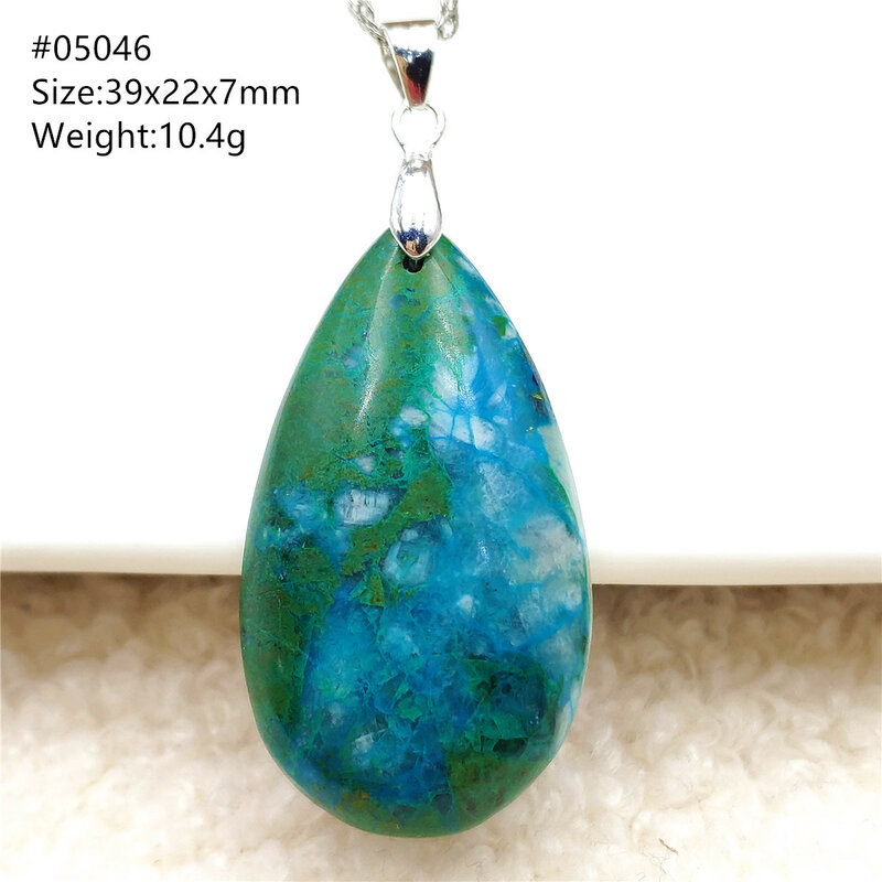 الأخضر الطبيعي الأزرق Azurite الملكيت chrysocola قلادة مجوهرات اليشم النساء الرجال قطرة الماء موضة الخرزة قلادة AAAAAA