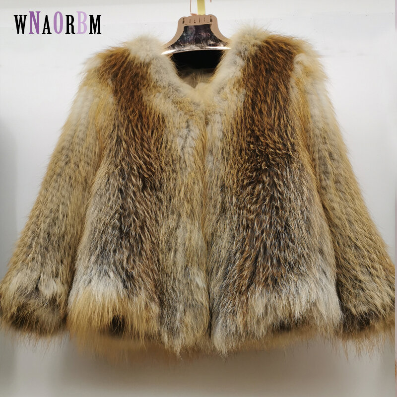 المرأة الثعلب الفراء معطف الفرو الطبيعي الثعلب الأحمر المنسوجة معطف الشتاء المرأة سترة طول 60 سنتيمتر يمكن تخصيصها