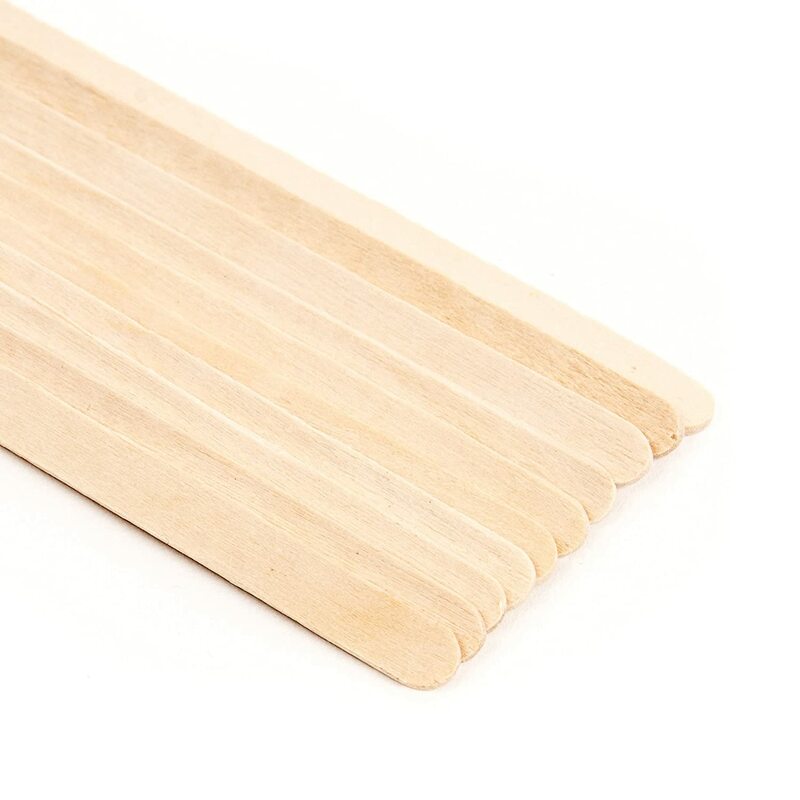 قضيب الخشب العصي لإزالة الشعر الشمع ، ملاعق خشبية البتولا الطبيعية ، الحاجب والجسم ، 50 قطعة