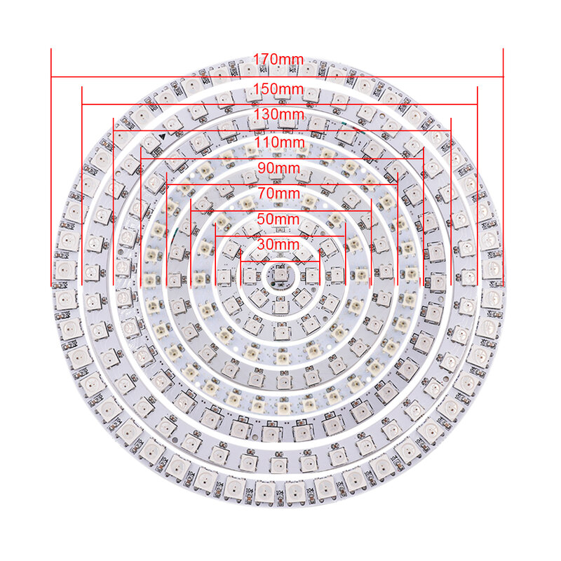 5V LED حلقة الصلب شرائط WS2812B RGB ضوء 30 سنتيمتر 50 مللي متر 60 مللي متر 70 مللي متر 90 مللي متر 110 مللي متر 150 مللي متر 170 مللي متر مصابيح Led عيون مصباح أضاءه أمامي مصابيح سيارة