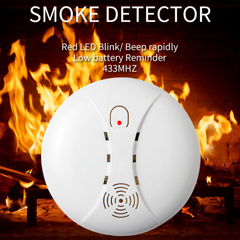 433MHz اللاسلكية الدخان للكشف عن الحريق المنزل المطبخ الأمن حساسات الدخان استخدام مستقل ربط GSM واي فاي إنذار المضيف