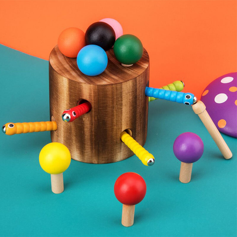 لعبة خشبية لعبة الفطر البق التقاط أداة اللون عصا ألعاب تعليمية للأطفال