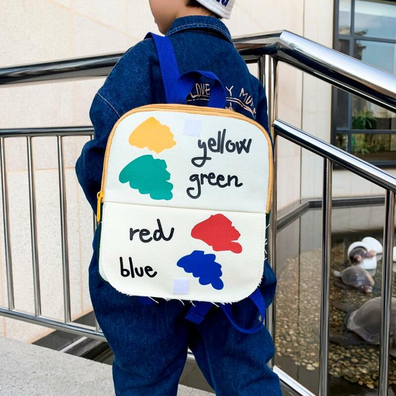 خياطة الوجه حقيبة مدرسية الكرتون الاطفال على ظهره الطباعة صغيرة الأطفال على الظهر اللون مطابقة الاطفال أكياس خفيفة الوزن تصميم حقيبة