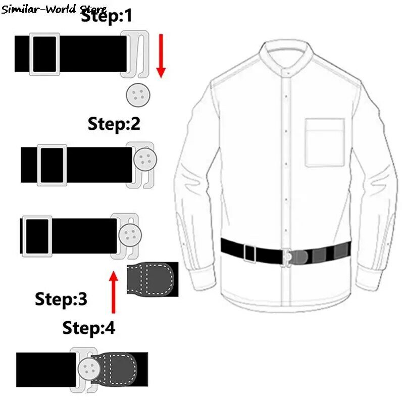 حزام قابل للضبط لسهولة قميص البقاء عدم الانزلاق التجاعيد واقية حامل قميص الأشرطة قفل حزام حامل بالقرب من قميص البقاء