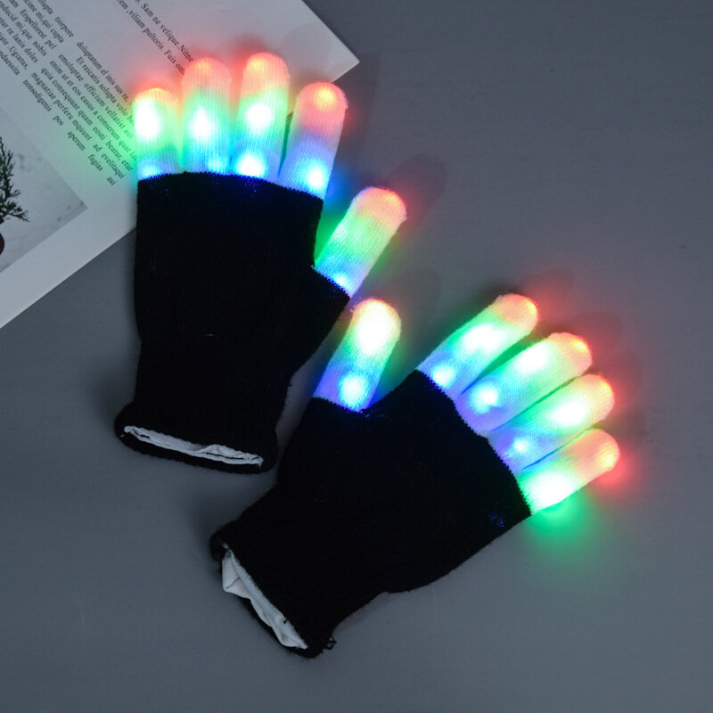 7 ألوان ضوء عرض LED قفازات الهذيان ضوء إصبع الإضاءة وامض توهج القفازات