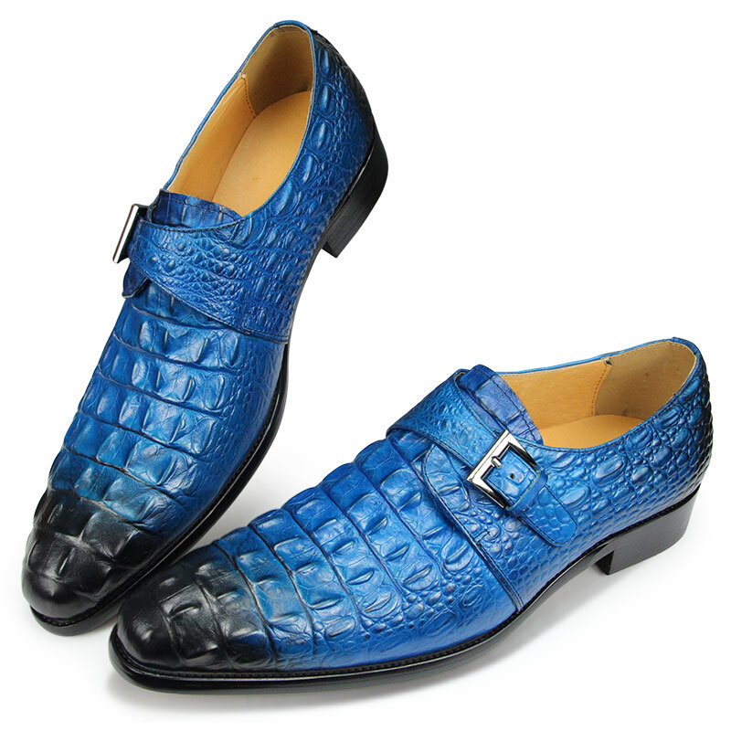 المتسكعون أكسفورد مشبك حذاء الرجال التمساح الطباعة الرسمية جلد طبيعي أشار تو الانزلاق على القهوة الزرقاء حجم 39-48 تخصيص
