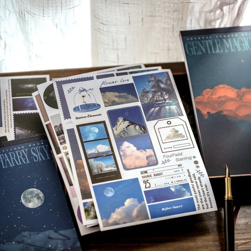 Dimi 50 ورقة ريترو الأزرق القمر سلسلة مجلة كتاب ملصقات ديكور سكرابوكينغ لتقوم بها بنفسك مجلة اشي ورقة الإبداعية خمر مذكرة الوسادة