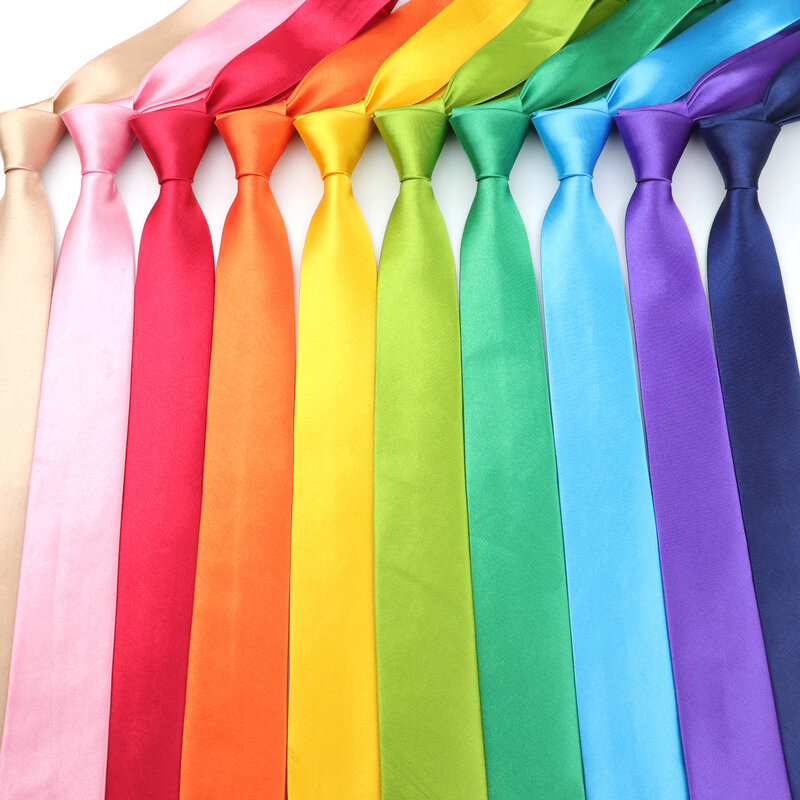 ربطة عنق ضيقة للرجال ، لون سادة ، بوليستر ، أزرق ، بنفسجي ، ذهبي ، وردي ، إكسسوار قميص يومي عصري