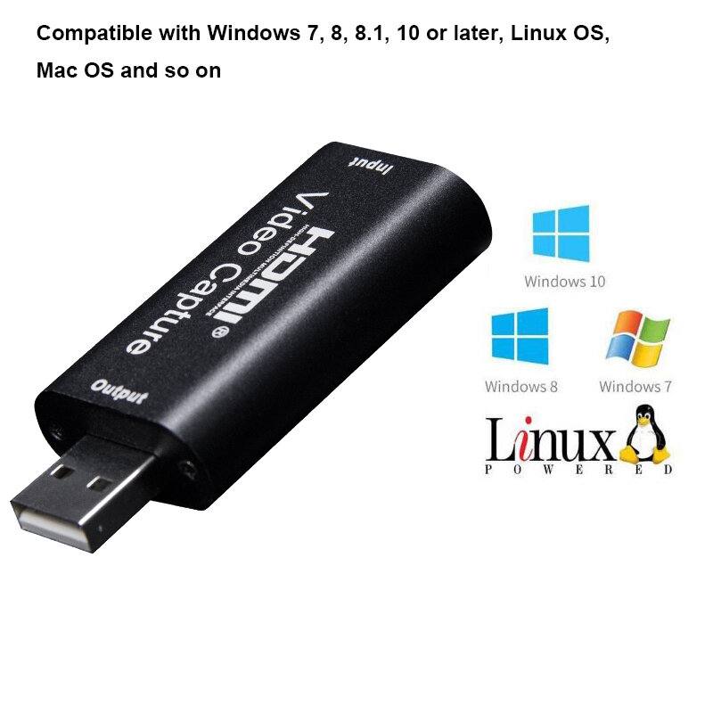 صندوق تسجيل الفيديو الصغير USB 2.0 HDMI لجهاز PS4 لعبة DVD كاميرا تسجيل HD كاميرا بث مباشر