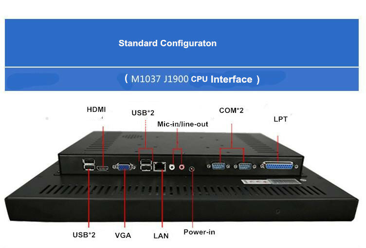 IP65 بدون مروحة 10.4 بوصة J1800 وحدة المعالجة المركزية مقاوم شاشة تعمل باللمس الكمبيوتر الكل في واحد اللمس الكمبيوتر لوحة الصناعية DC12V5A مع 4G RAM SSD