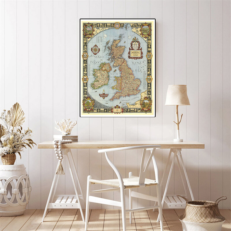 59*42 سنتيمتر المملكة المتحدة خريطة في 1937 مع تفاصيل الجدار ملصق فني قماش اللوحة السفر اللوازم المدرسية الفصول الدراسية ديكور المنزل