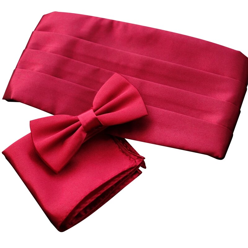 ايكبيباو-ربطة عنق كلاسيكية واسعة للرجال مربوطة مسبقًا ، كلاسيكية أحادية اللون ، مربع جيب كوميربوند ، طقم حزام مطاطي مطابق للرجال