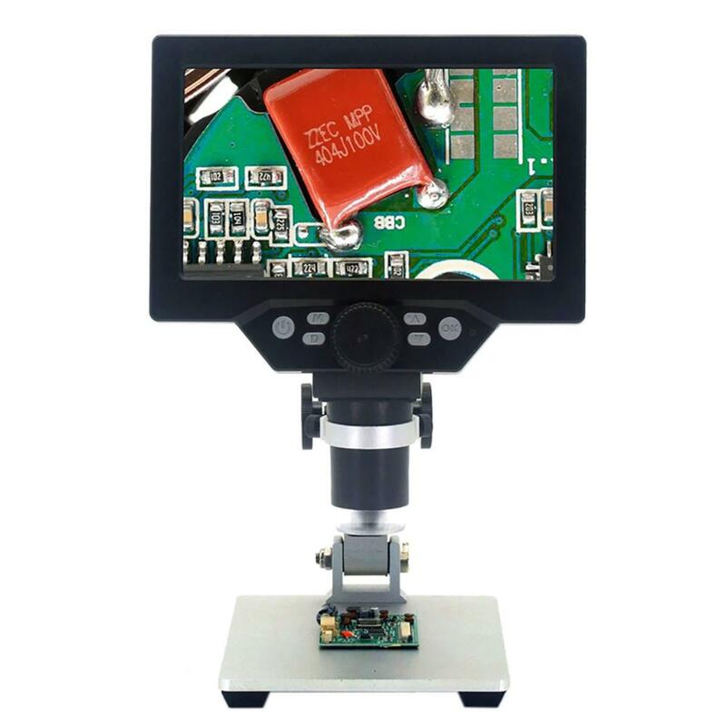 مجهر رقمي عالي الدقة مقاس 7 بوصات 1200X فيديو إلكتروني 12 ميجابكسل شاشة LCD لتصليح الهاتف مكبر تضخيم مع حامل معدني US UK AU EU