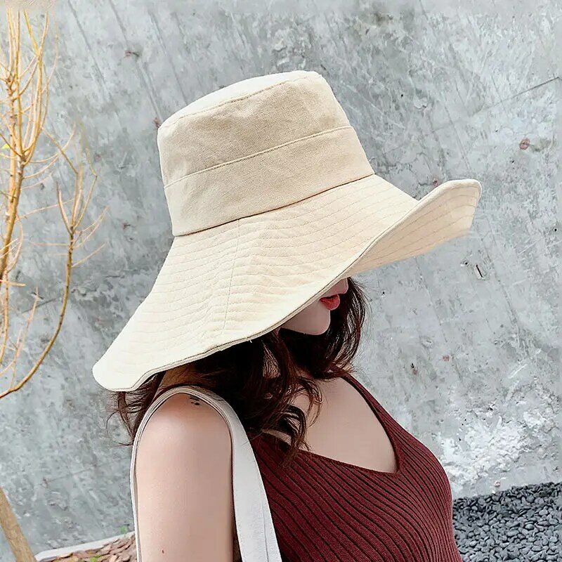 قبعات النساء دلو كبير الظل الحماية من الشمس الرباط الإناث عطلة قبعات الترفيه موضة صياد سيدة كل مباراة بسيطة يوميا