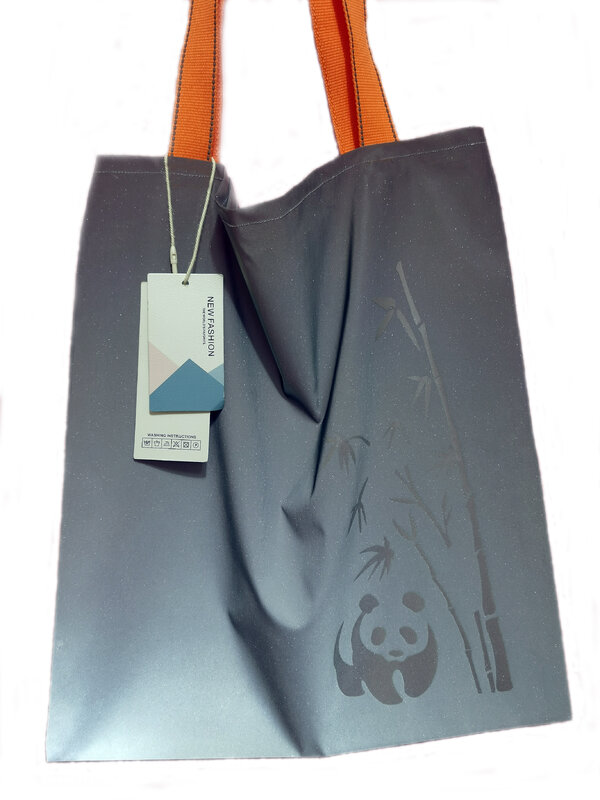 عاكسة حقيبة يد رمادي الرياضة سطح مقاوم للماء الباندا حقيبة ليلا السلامة المشي شعار مخصص الإسفار