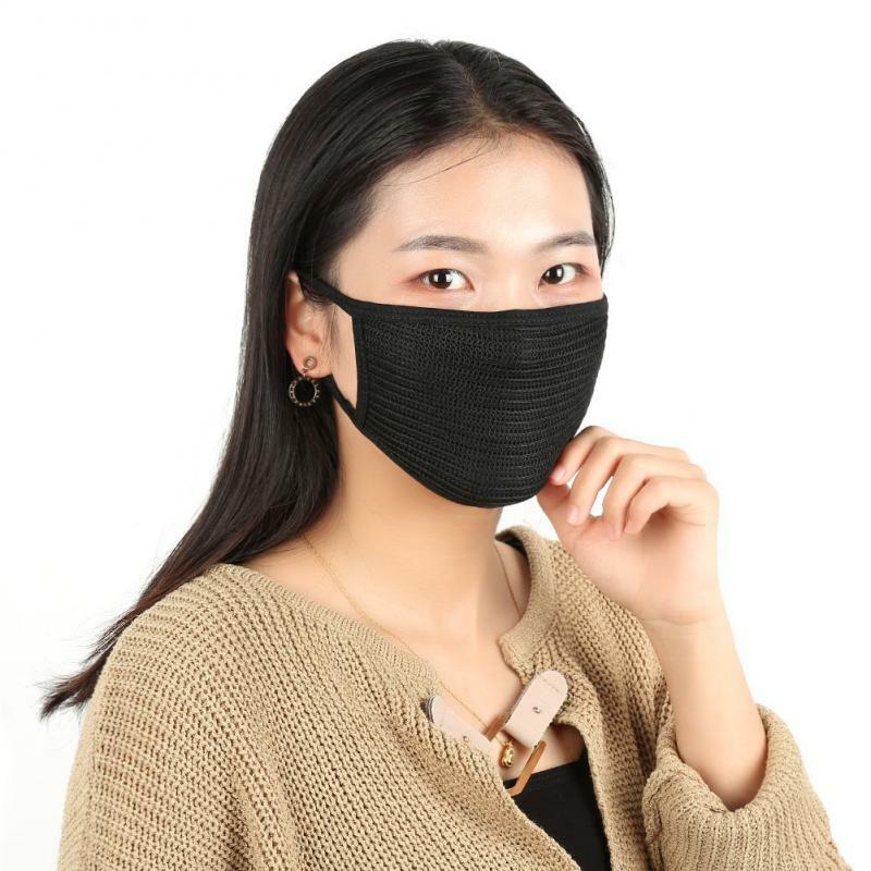 قناع الأنف والفم مكافحة الغبار واقي الوجه الأسود للأطفال قابلة لإعادة الاستخدام الكورية/اليابانية
