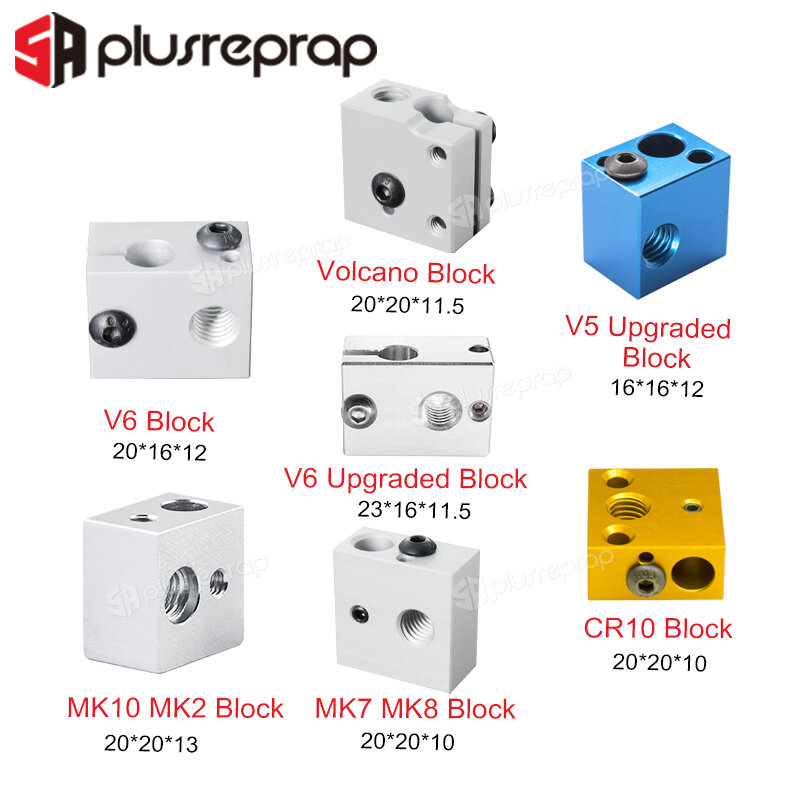 ملحقات طابعة ثلاثية الأبعاد كتلة ساخنة MK7 MK8 MK10 V5 V6 بركان CR10 للطباعة رئيس الطارد J-رئيس كتلة الألومنيوم