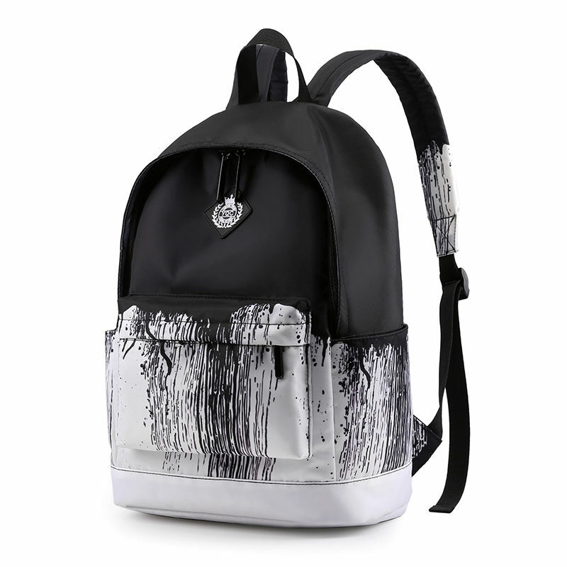 أسود أبيض حقيبة مدرسية للجنسين عادية Daypack خفيفة الوزن المرأة حقيبة الظهر مصمم الحقائب المدرسية للمراهقات بنين كلية