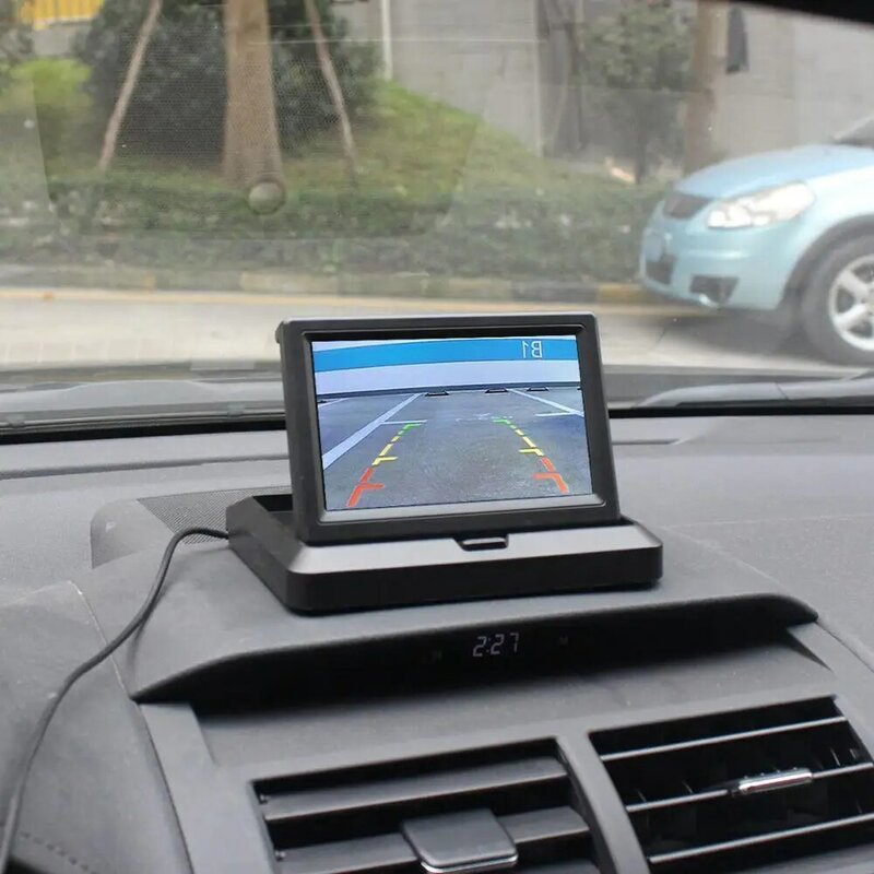 DIYKIT-شاشة الرؤية الخلفية للسيارة القابلة للطي ، 5 بوصة ، مقاومة للماء ، لون LED ، رؤية ليلية ، رؤية خلفية ، كاميرا سيارة ، عدة وقوف السيارات