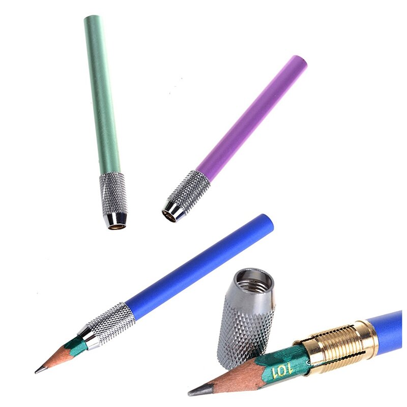 3 قطعة قلم رصاص معدني تمديد موسع حامل عشوائي و 4 قطعة قابل للتعديل المزدوج رئيس قلم رصاص موسع حامل رسم