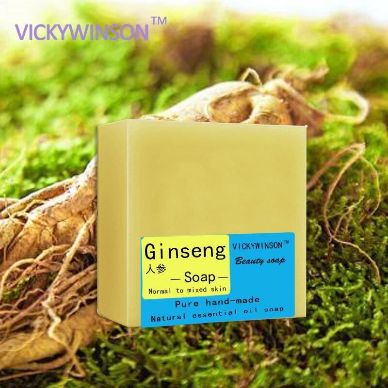 VICKYWINSON الجينسنغ صابون يدوي الصنع 100g العناية العميقة لتنشيط الجلد من الخلايا المسنين البقاء ترطيب الصابون المضادة للأكسدة الطازجة