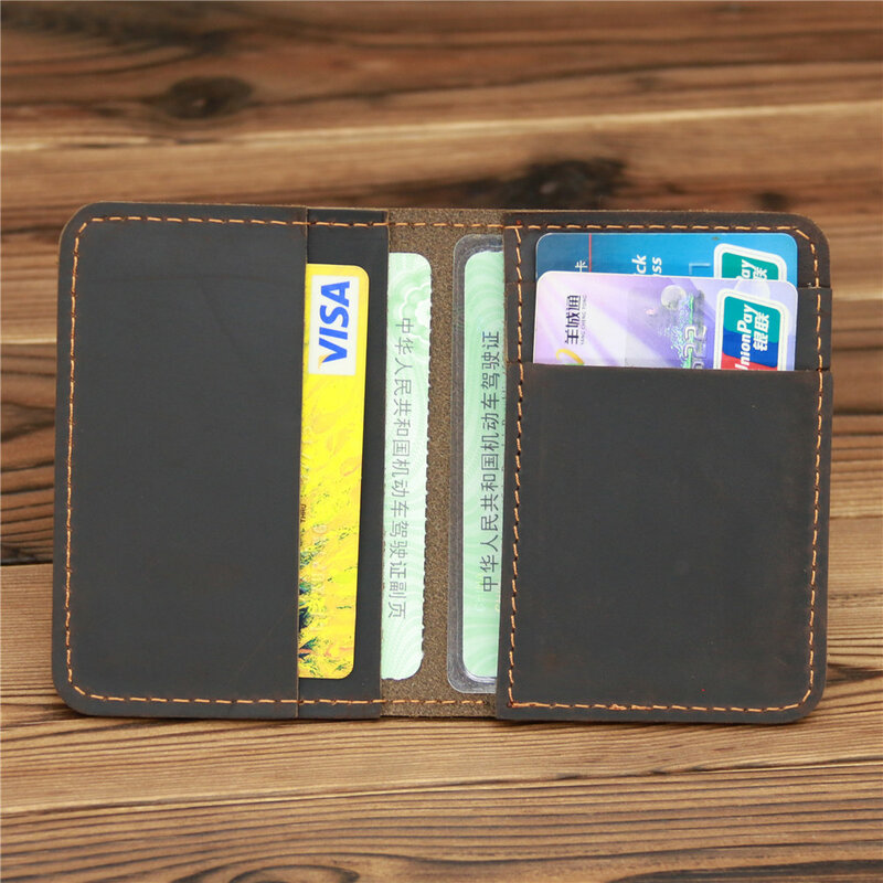 1052 جديد وصول Vintage الرجال جلد طبيعي حامل بطاقة الائتمان محفظة صغيرة حقيبة المال حافظة بطاقات التعريف الشخصية محفظة صغيرة للذكور