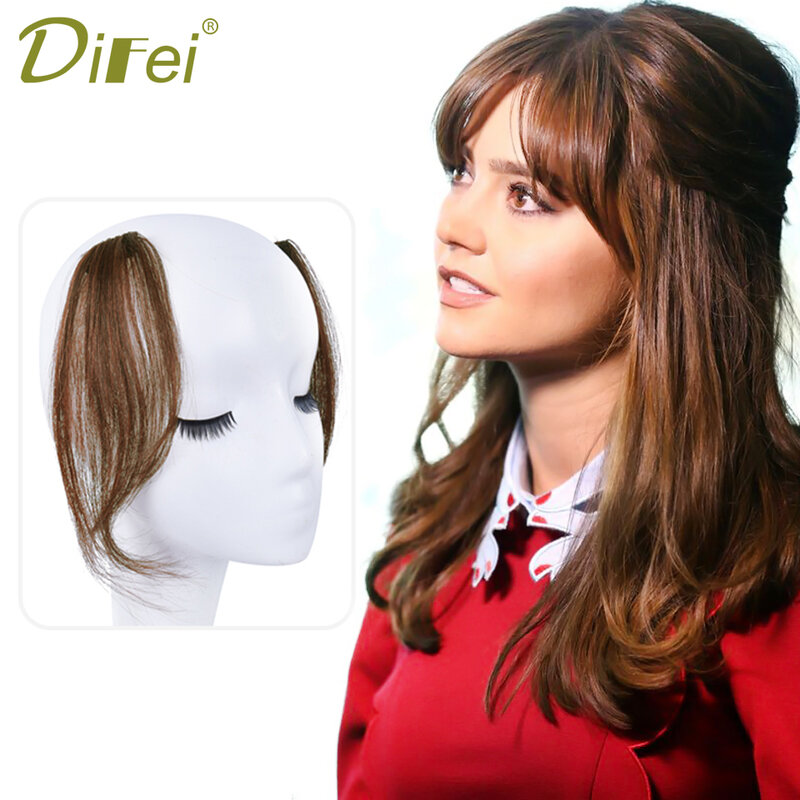 DIFEI-وصلات شعر صناعية ، هامش متوسط الحجم ، وصلات شعر على الوجهين ، مشبك شعر ، هامش غير مرئي فرنسي للنساء