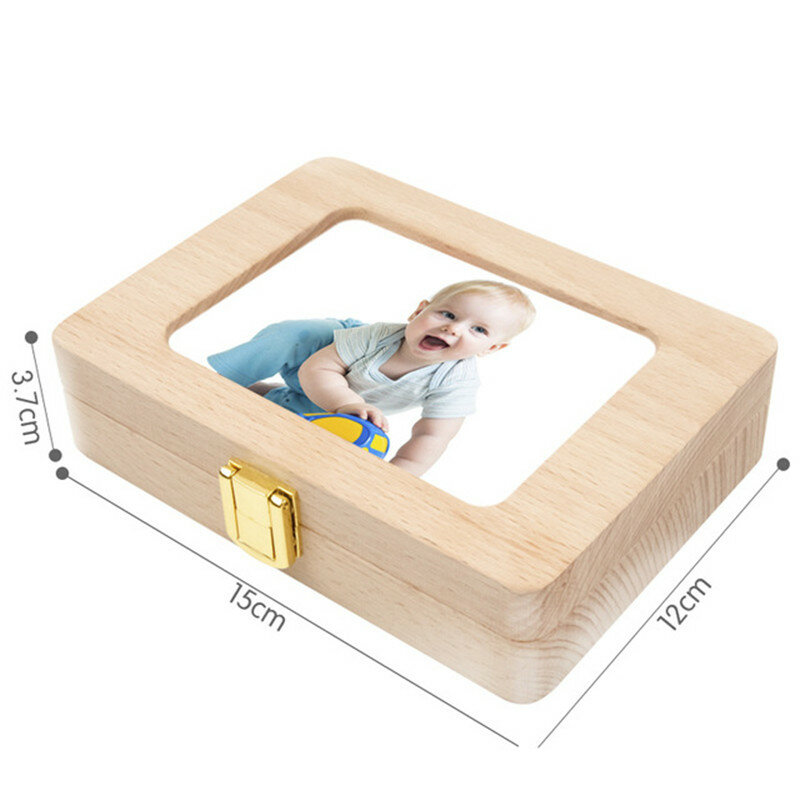 طفل خشبي صندوق الأسنان الحليب الأسنان الشعر المنظم تخزين جمع صبي فتاة تذكارية علبة تذكار هدية تذكارية للأطفال