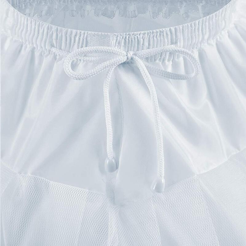 زهرة الفتيات ثوب نسائي مع 2 الأطواق زلة كاملة مطاطا الطفل كرينولين تنورة داخلية