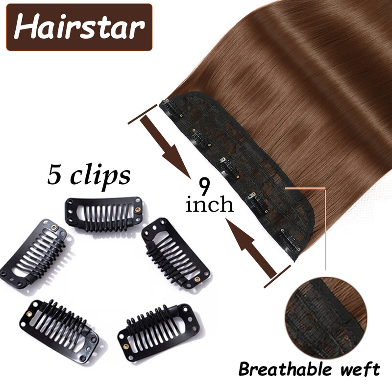 Hairstar 24 "طويل مستقيم مجعد قطعة واحدة 5مقاطع دبابيس داخل وصلات الشعر المستعار الاصطناعية hairpieces للمرأة