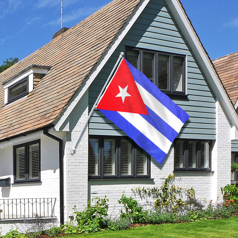 سارية العلم كوبا العلم قطعة واحدة 3X5 قدم معلقة البوليستر أعلام وطنية الكوبية مع الحلقات النحاسية