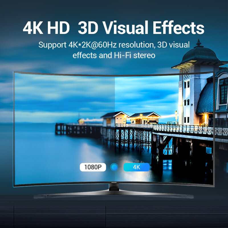 Vention HDMI الجلاد 2.0 4K ثنائية الاتجاه 2 في 1 خارج HDMI 2.0 محول ل PS4/5 صندوق التلفزيون التبديل hdmi 1x 2/2x 1 مقسم الوصلات البينية متعددة الوسائط وعالية الوضوح (HDMI) 2.0