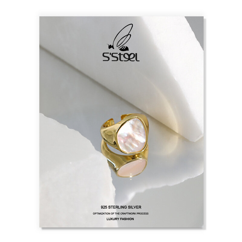 خاتم من S'STEEL مصنوع من الفضة الإسترلينية عيار 925 هدية للسيدات خواتم فاخرة بتصميم الحد الأدنى كوري مجوهرات