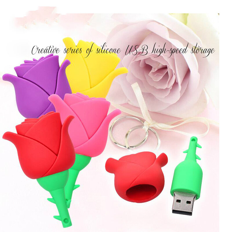 الكلاسيكية زهرة روز USB فلاش حملة بندريف usb 2.0 USB حملة 8GB 16GB 32g 64gb حملة القلم محرك ذاكرة عصا أفضل هدية لفتاة