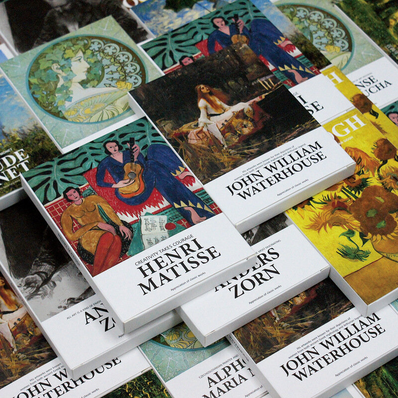 30 ورقة/مجموعة سلسلة متحف الفن يعمل من قبل إيفان شيشكين الفنانين المشهورين بطاقات بريدية الإنجليزية أظرف بطاقات بريدية فنية
