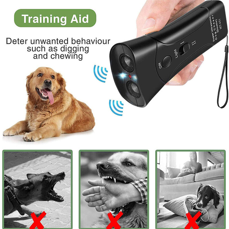 D5 مصباح يدوي LED مع كلب مبيد للحشرات مكافحة نباح وقف النباح التدريب جهاز المدرب بالموجات فوق الصوتية مكافحة نباح دون بطارية