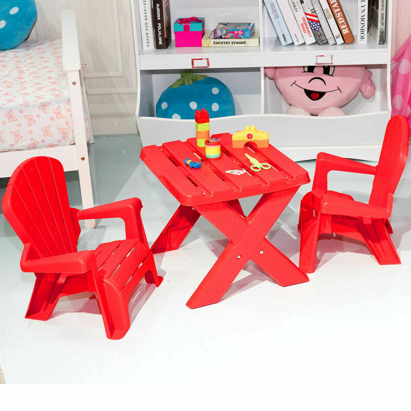 3 قطعة الاطفال الجدول وكرسي مجموعة الأطفال البلاستيكية دراسة تلعب الجدول الفصول الدراسية الأحمر