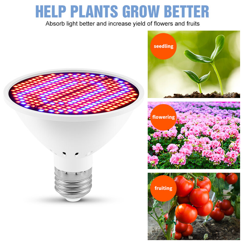 LED النبات تنمو ضوء E27 Phytolamp للنباتات Led الزراعة المائية نمو النبات لمبة 126 المصابيح 200 المصابيح 300 المصابيح داخلي بذور النبات مصباح