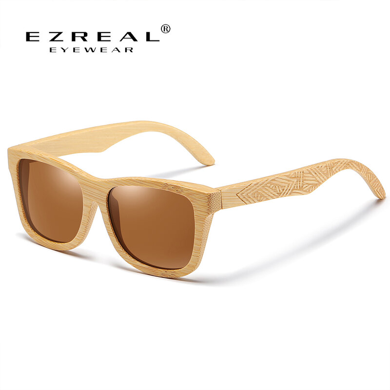 EZREAL ماركة تصميم اليدوية الطبيعية نظارات شمسية من خشب البامبو النظارات الشمسية الفاخرة الاستقطاب خشبية Oculos دي سول masculino