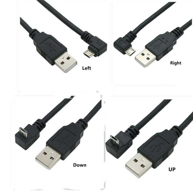 كابل USB ذكر إلى USB صغير بزاوية 90 درجة ، 25 سنتيمتر/50 سنتيمتر ، ذكر إلى كابل شحن البيانات ، للكمبيوتر اللوحي ، 5 قدم ، 1 متر