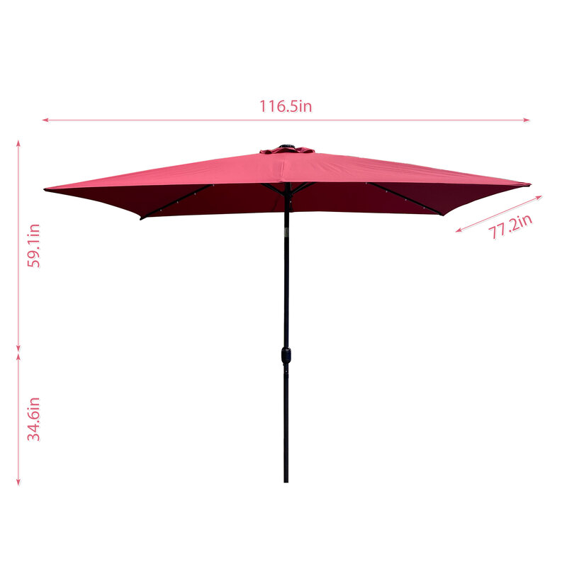 مظلة فناء خارجية ، 10 أقدام × 6.5 قدم ، مع كرنك ، مقاومة للطقس ، 8 أضلاع من الألومنيوم شديدة التحمل مع إمالة زر الضغط وكرنك