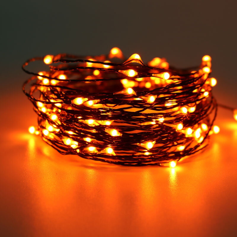 10 متر 100 LED أضواء الديكور هالوين الأسود سلك برتقالي أرجواني اللون هالوين الديكور الجنية أضواء للمنزل ديكور