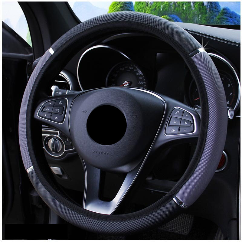 مكافحة زلة السيارات الديكور بولي Leather الجلود توجيه يغطي سيارة التصميم العالمي عجلة توجيه سيارة غطاء قطر 37-38 سنتيمتر