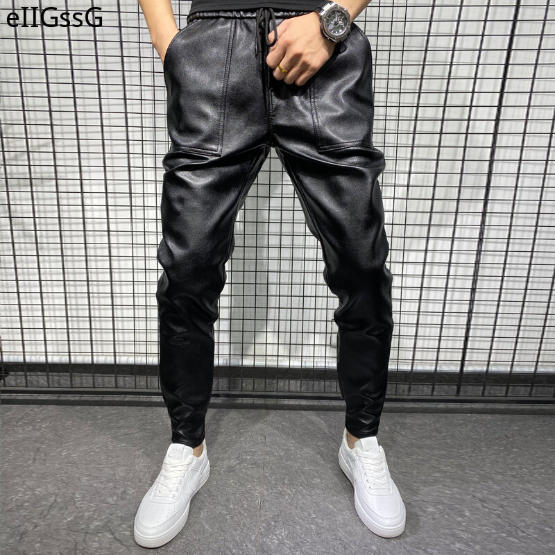 الرجال سميكة الدافئة فو الفراء السراويل عادية جيب كبير يندبروف بسيط أسود حجم كبير 40 الشتاء 2021