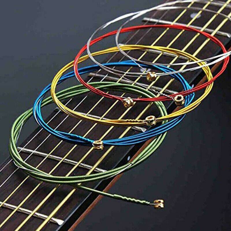 6 قطعة/المجموعة الصوتية الغيتار سلاسل قوس قزح الملونة الغيتار سلاسل E-A ل الصوتية الغيتار الشعبية الكلاسيكية الغيتار متعددة اللون أجزاء