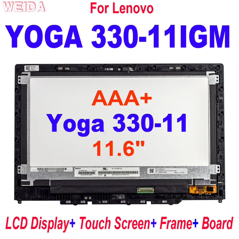 AAA + 11.6 "LCD لينوفو اليوغا 330-11IGM 81A6 اليوغا 330-11 اليوغا 330-11igm شاشة LCD تعمل باللمس محول الأرقام الجمعية مع الإطار