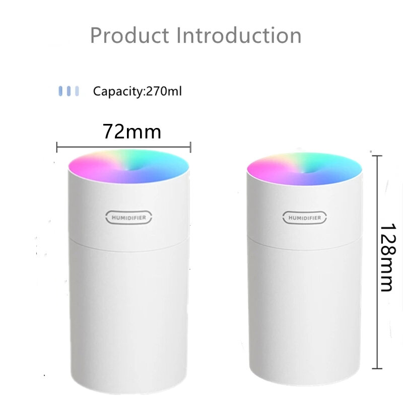 270 مللي أبيض صغير مرطّب هواء زيت عطري ناشر مع رومانسية مصباح USB ضباب صانع الروائح مرطبات للمنزل