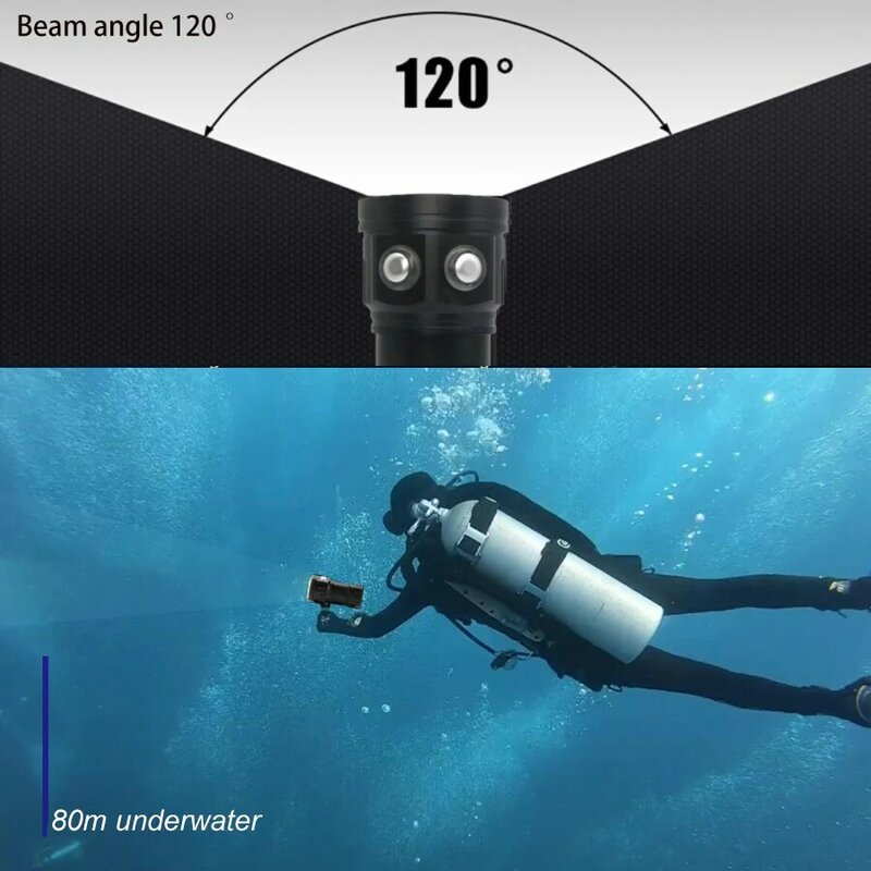 السوبر مشرق الغوص مضيا المحمولة IPX8 تحت الماء مقاوم للماء الشعلة مصباح تسليط الضوء 20000 لومينز التكتيكية كاميرا ملء ضوء
